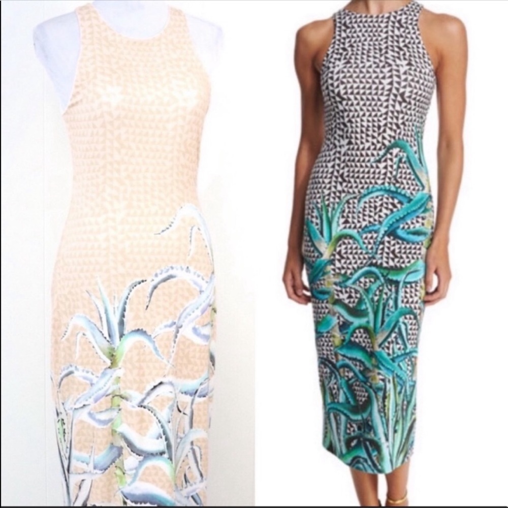Mara Hoffman Beige and Teal Printed Midi Dress